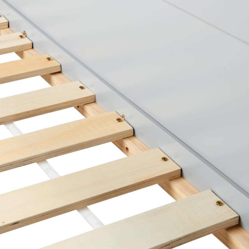 Letto a mezza altezza con rete a doghe 90 x 200 cm Struttura per bambini in legno di pino grigio