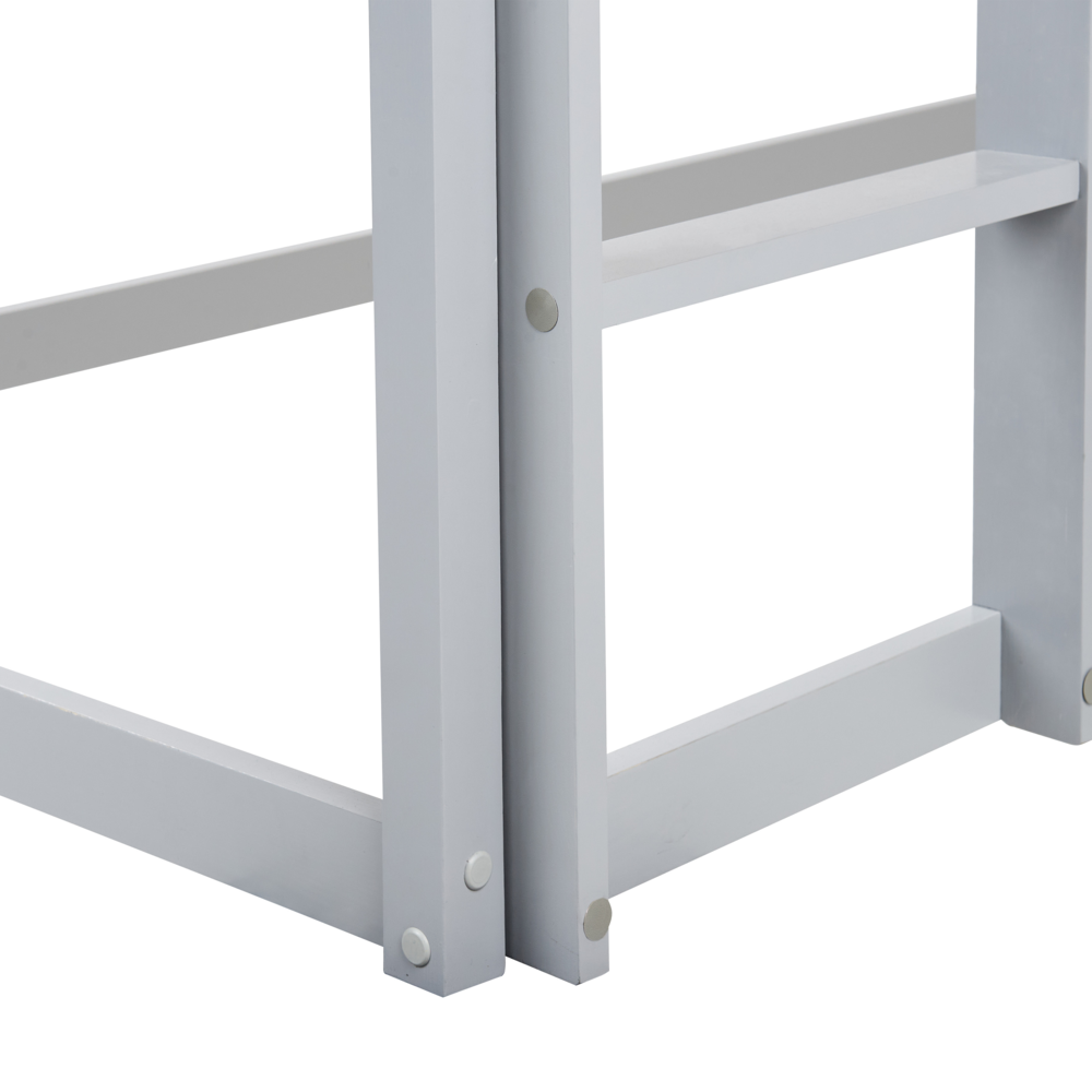 Letto a mezza altezza con rete a doghe 90 x 200 cm Struttura per bambini in legno di pino grigio