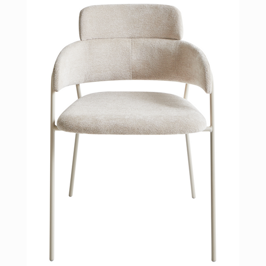 Set di 2 sedie da pranzo imbottite beige chiaro con braccioli Base in metallo Design moderno