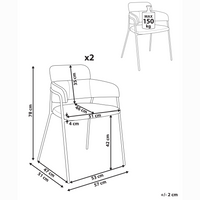 Set di 2 sedie da pranzo imbottite beige chiaro con braccioli Base in metallo Design moderno