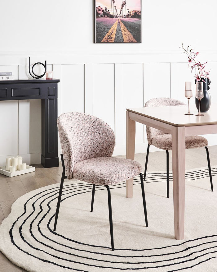 Set di 2 sedie da pranzo imbottite Beige senza braccioli Base in metallo Design retrò