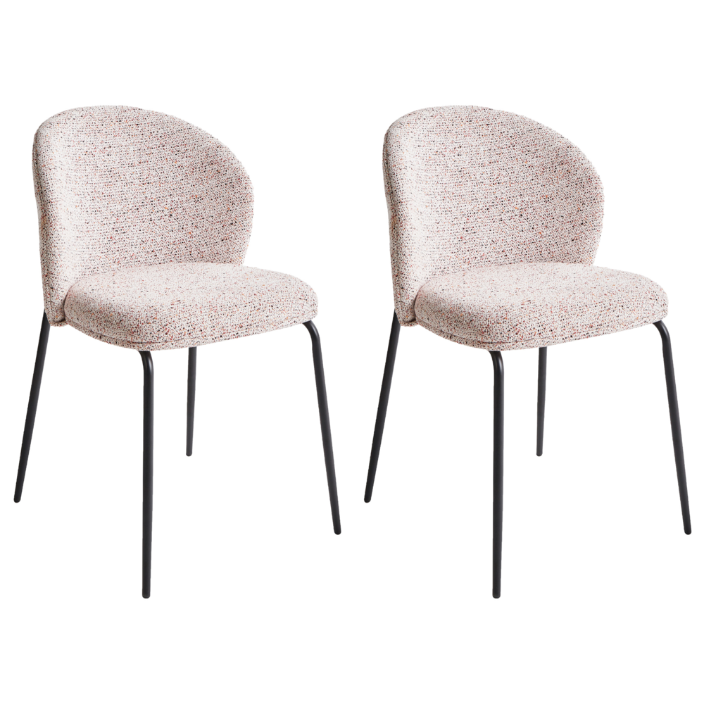 Set di 2 sedie da pranzo imbottite Beige senza braccioli Base in metallo Design retrò