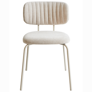 Set di 2 sedie da pranzo imbottite Beige Chiaro senza braccioli Base in metallo Design moderno