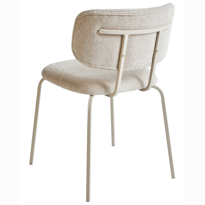 Set di 2 sedie da pranzo imbottite Beige Chiaro senza braccioli Base in metallo Design moderno