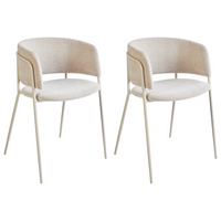 Set di 2 sedie da pranzo imbottite beige chiaro braccioli Design moderno Base in metallo stile moderno