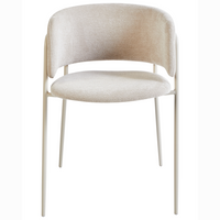 Set di 2 sedie da pranzo imbottite beige chiaro braccioli Design moderno Base in metallo stile moderno