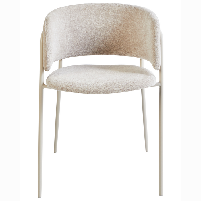 Set di 2 sedie da pranzo imbottite beige chiaro braccioli Design moderno Base in metallo stile moderno