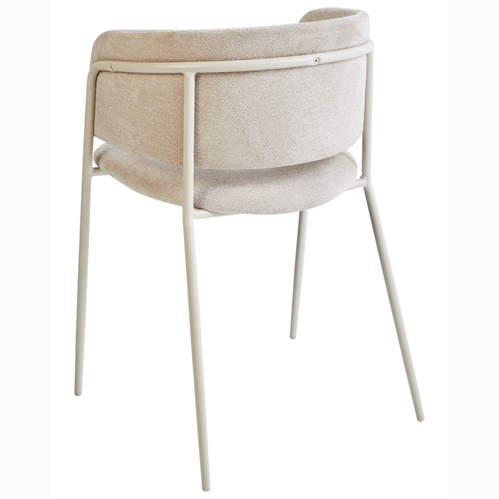 Set di 2 sedie da pranzo imbottite beige chiaro braccioli Design moderno Base in metallo stile moderno