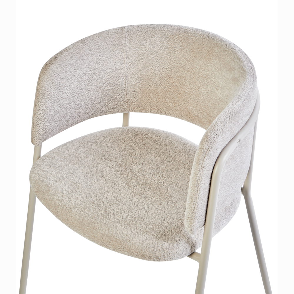 Set di 2 sedie da pranzo imbottite beige chiaro braccioli Design moderno Base in metallo stile moderno