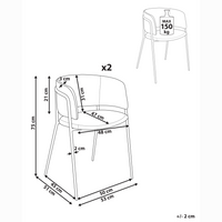 Set di 2 sedie da pranzo imbottite beige chiaro braccioli Design moderno Base in metallo stile moderno