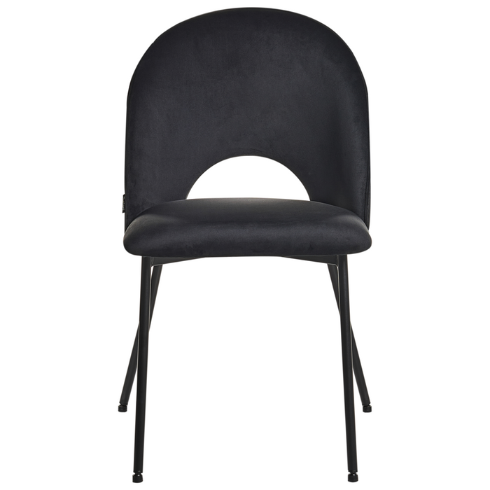 Set di 2 sedie da pranzo rivestimento in velluto nero gambe nere glamour retrò