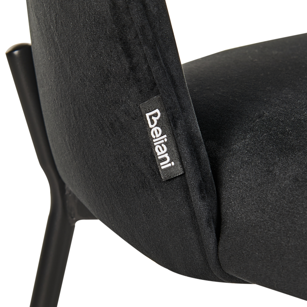 Set di 2 sedie da pranzo rivestimento in velluto nero gambe nere glamour retrò