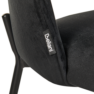 Set di 2 sedie da pranzo rivestimento in velluto nero gambe nere glamour retrò