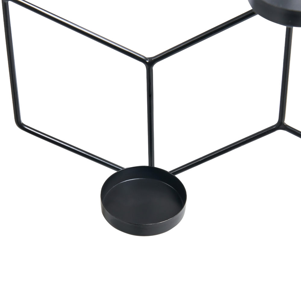 Portacandele da parete in metallo nero 31 cm Moderna decorazione centrotavola