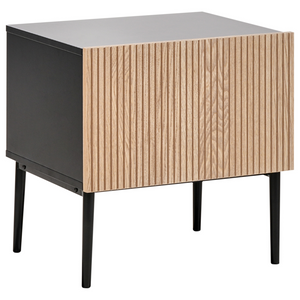 Comodino in MDF nero a coste in legno di frassino naturale Comodino per camera da letto a 1 cassetto Moderno