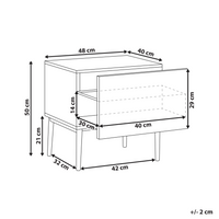 Comodino in MDF nero a coste in legno di frassino naturale Comodino per camera da letto a 1 cassetto Moderno