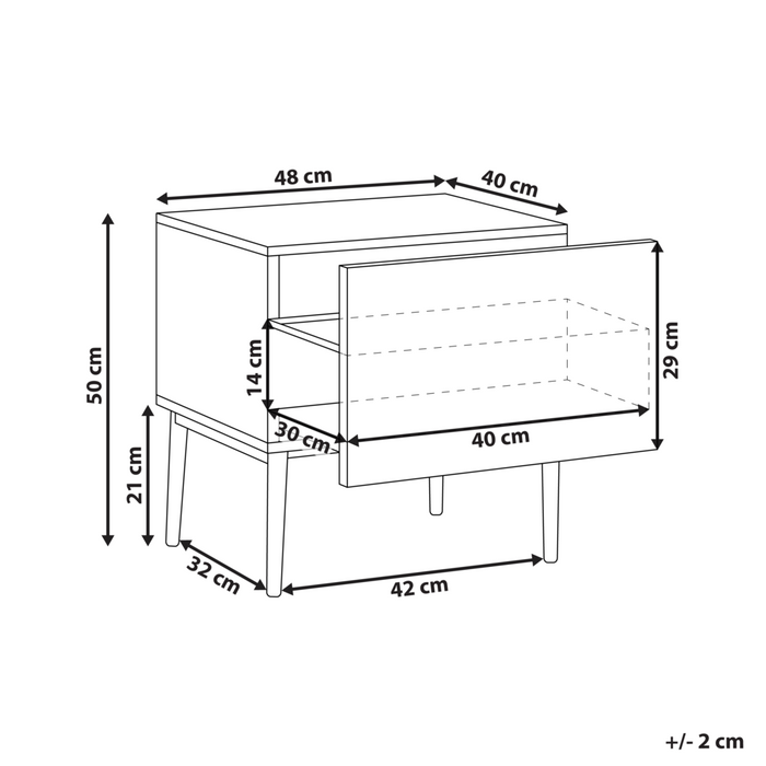 Comodino in MDF nero a coste in legno di frassino naturale Comodino per camera da letto a 1 cassetto Moderno