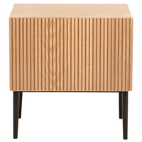 Comodino in legno di frassino naturale MDF a coste Comodino per camera da letto 1 cassetto Moderno