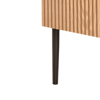 Comodino in legno di frassino naturale MDF a coste Comodino per camera da letto 1 cassetto Moderno