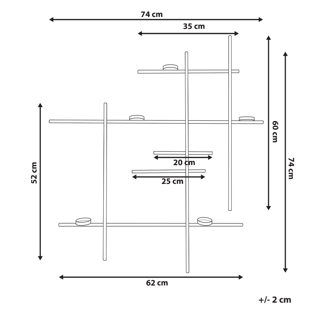 Portacandele da parete in metallo nero 60 cm Moderna decorazione centrotavola
