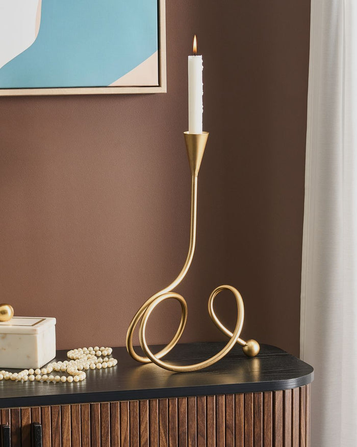 Portacandele in metallo dorato 40 cm Decorazione centrotavola in stile glam moderno