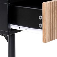 Tavolo consolle in MDF nero legno di frassino naturale fronte a coste 2 cassetti corridoio moderno camera da letto