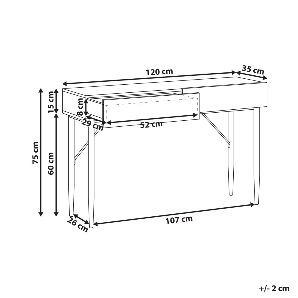 Tavolo consolle in MDF nero legno di frassino naturale fronte a coste 2 cassetti corridoio moderno camera da letto