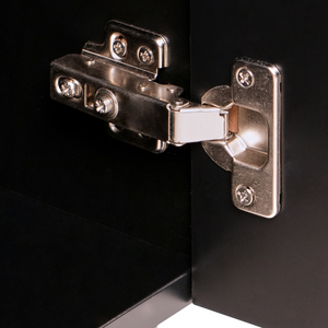 Credenza a 3 ante in MDF nero e legno di frassino naturale, con frontale a coste, 2 ripiani e un cassetto Soggiorno moderno