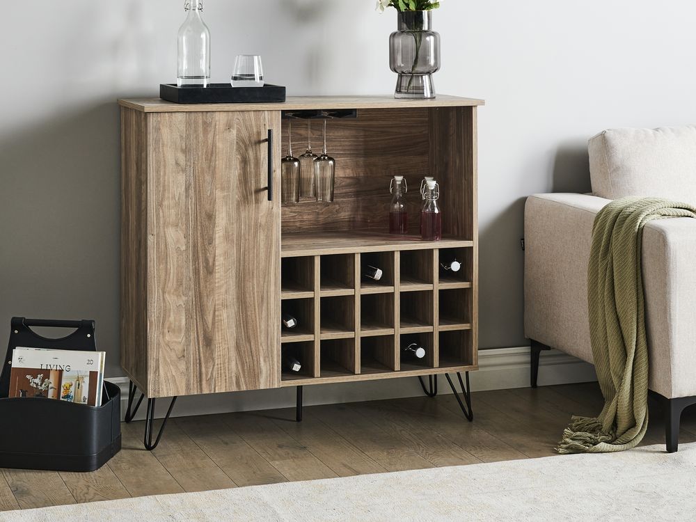 Armadietto per il vino con ripiano in particelle di legno chiaro camera da pranzo elegante