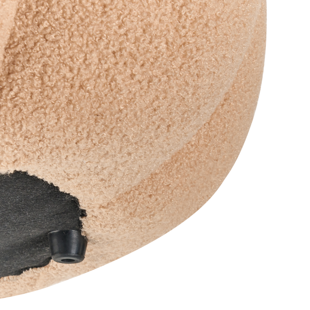 Pouf marrone chiaro in bouclè rotondo 60 x 60 x 27 cm Pouf d'accento Tappezzeria Soggiorno moderno Camera da letto