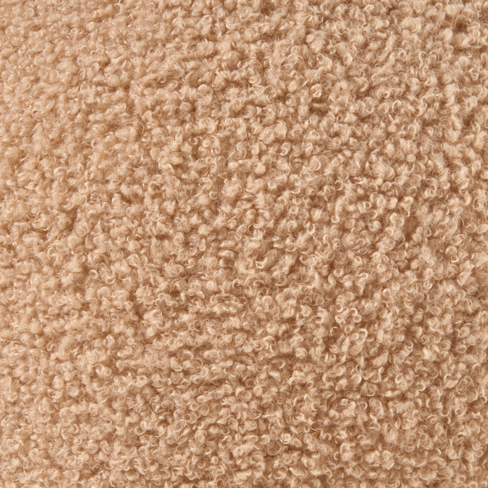 Pouf marrone chiaro in bouclè rotondo 60 x 60 x 27 cm Pouf d'accento Tappezzeria Soggiorno moderno Camera da letto