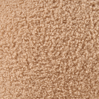 Pouf marrone chiaro in bouclè rotondo 60 x 60 x 27 cm Pouf d'accento Tappezzeria Soggiorno moderno Camera da letto