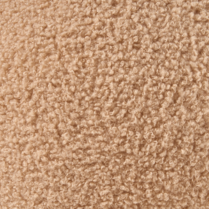 Pouf marrone chiaro in bouclè rotondo 60 x 60 x 27 cm Pouf d'accento Tappezzeria Soggiorno moderno Camera da letto