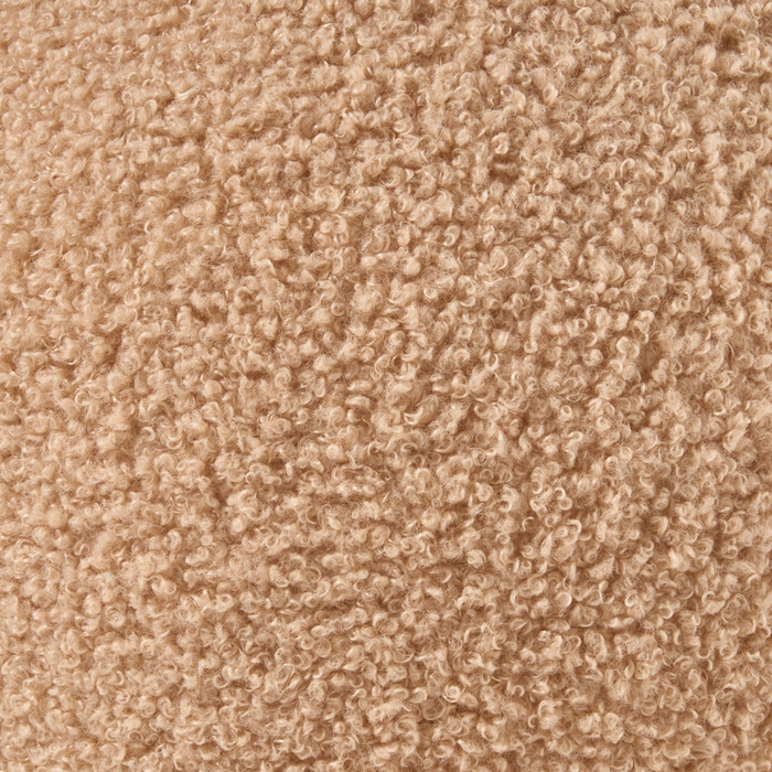 Pouf marrone chiaro in bouclè rotondo 60 x 60 x 27 cm Pouf d'accento Tappezzeria Soggiorno moderno Camera da letto