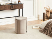Pouf Tortora rotondo velluto 40 x 40 x 43 cm Pouf d'accento Tappezzeria Soggiorno moderno Camera da letto Mobili