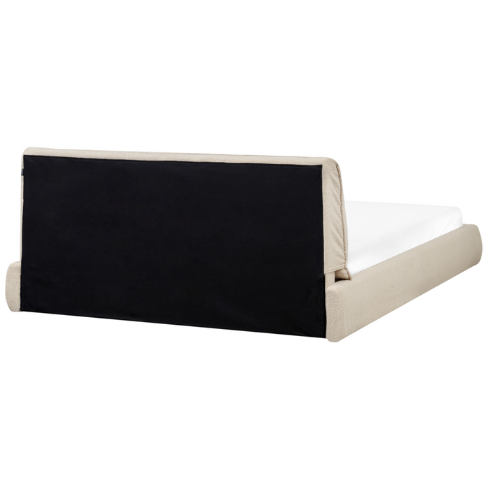 Letto matrimoniale imbottito in tessuto boucle beige chiaro 180x200 cm stile classico camera da letto
