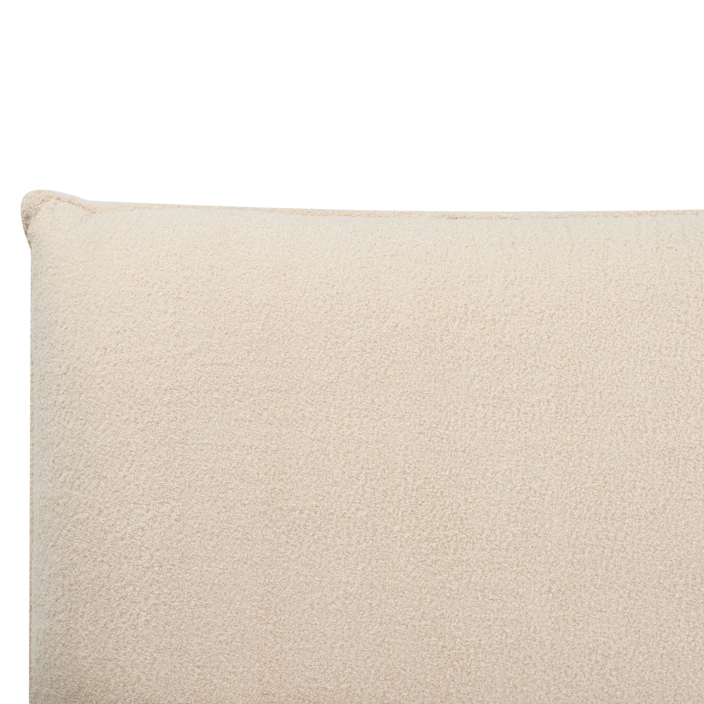 Letto matrimoniale imbottito in tessuto boucle beige chiaro 180x200 cm stile classico camera da letto