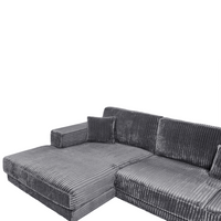 Divano angolare lato destro in tessuto imbottito in grigio scuro chiaro 4 posti Stile moderno minimalista