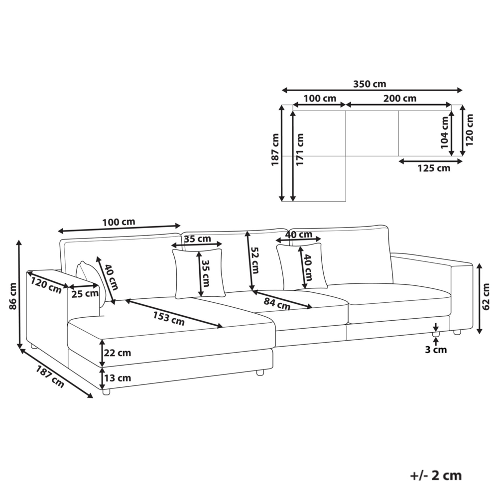 Divano angolare lato destro in tessuto imbottito in grigio scuro chiaro 4 posti Stile moderno minimalista