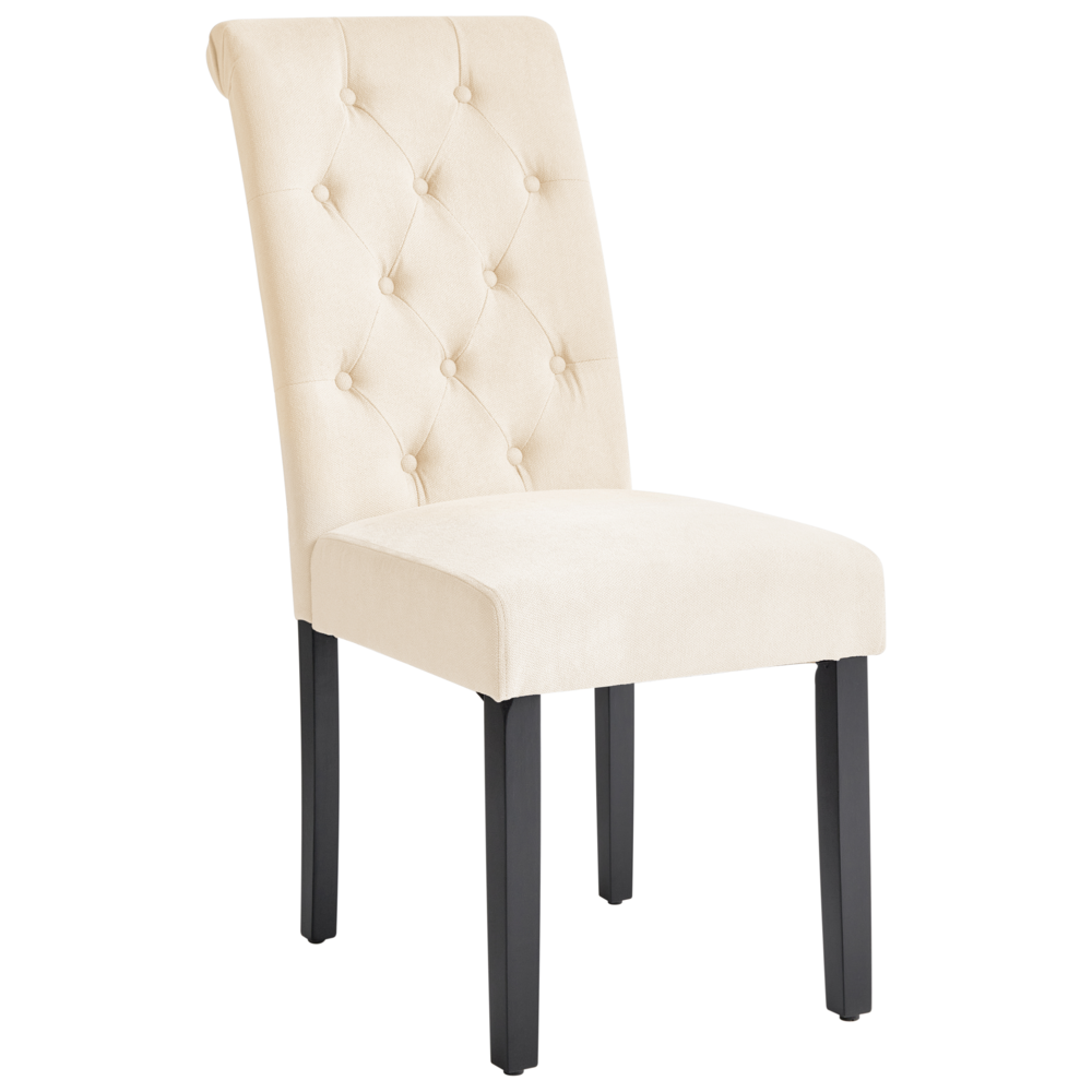 Set di 2 Sedie da Pranzo in Tessuto Beige Chiaro Glam Design Moderno Gambe in Legno Nero