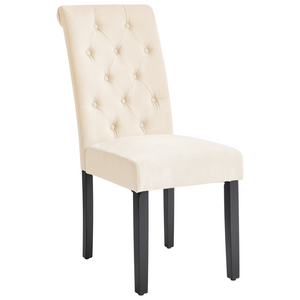 Set di 2 Sedie da Pranzo in Tessuto Beige Chiaro Glam Design Moderno Gambe in Legno Nero