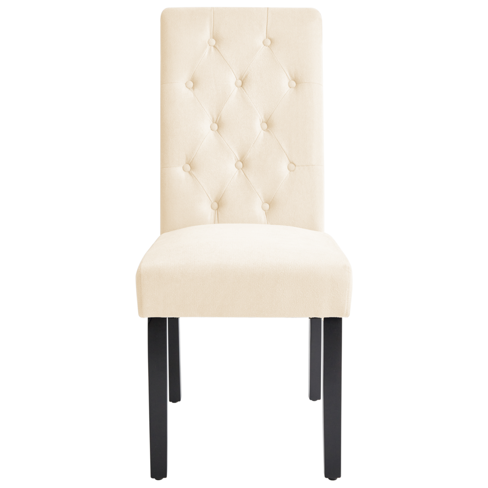 Set di 2 Sedie da Pranzo in Tessuto Beige Chiaro Glam Design Moderno Gambe in Legno Nero