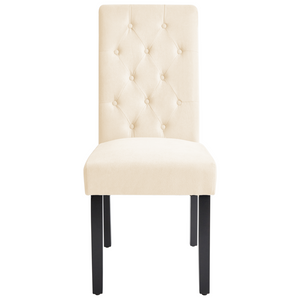 Set di 2 Sedie da Pranzo in Tessuto Beige Chiaro Glam Design Moderno Gambe in Legno Nero