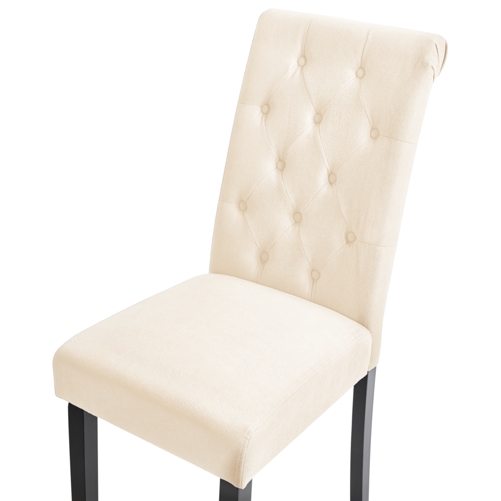 Set di 2 Sedie da Pranzo in Tessuto Beige Chiaro Glam Design Moderno Gambe in Legno Nero