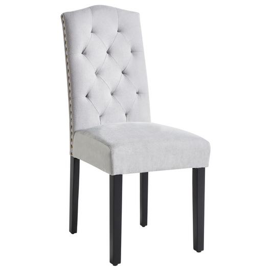 Set di 2 sedie da pranzo in tessuto di velluto grigio moderno design retrò gambe in legno Nero