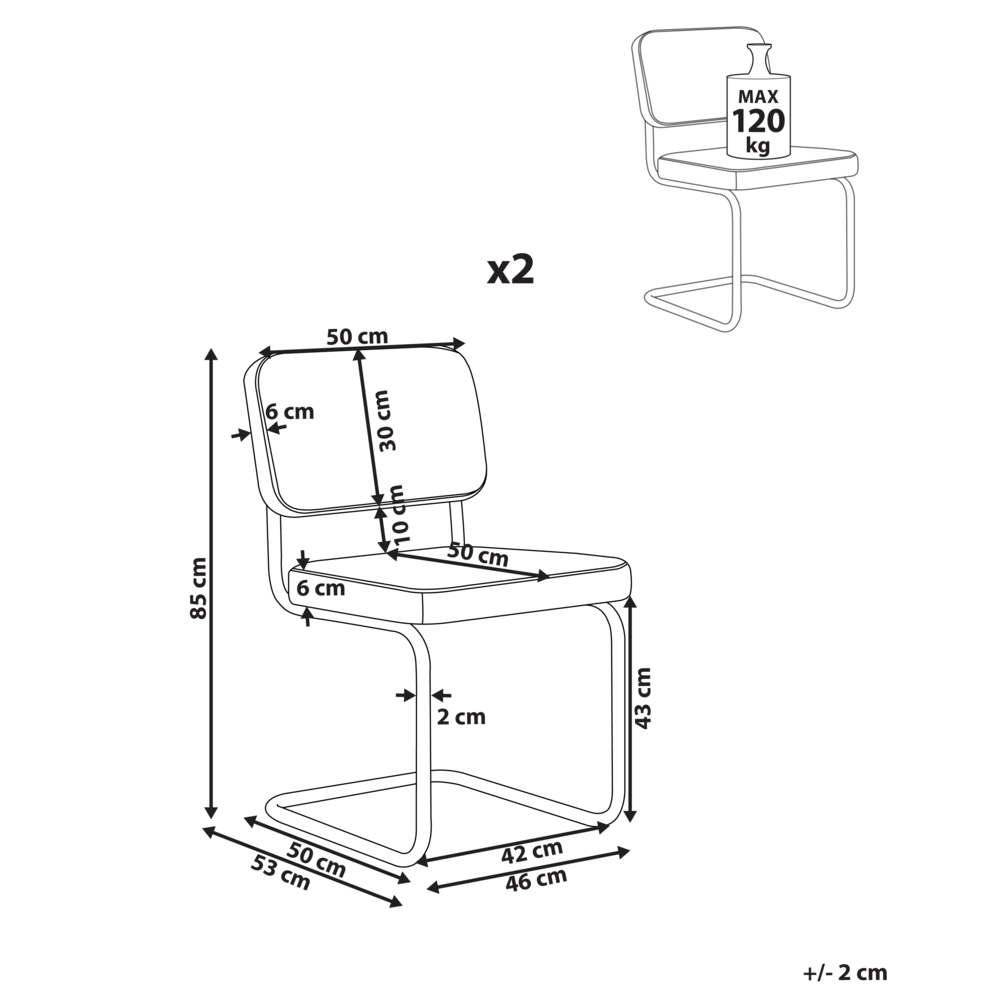 Set di 2 sedie da pranzo in velluto a coste Bianco sporco stile retrò