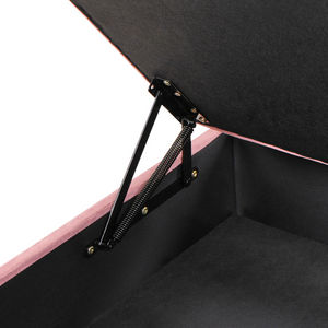 Poggiapiedi rettangolare con contenitore in velluto rosa gambe dorate