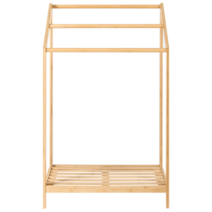 Porta asciugamani con ripiano in legno di bambù marrone chiaro per asciugamani o vestiti