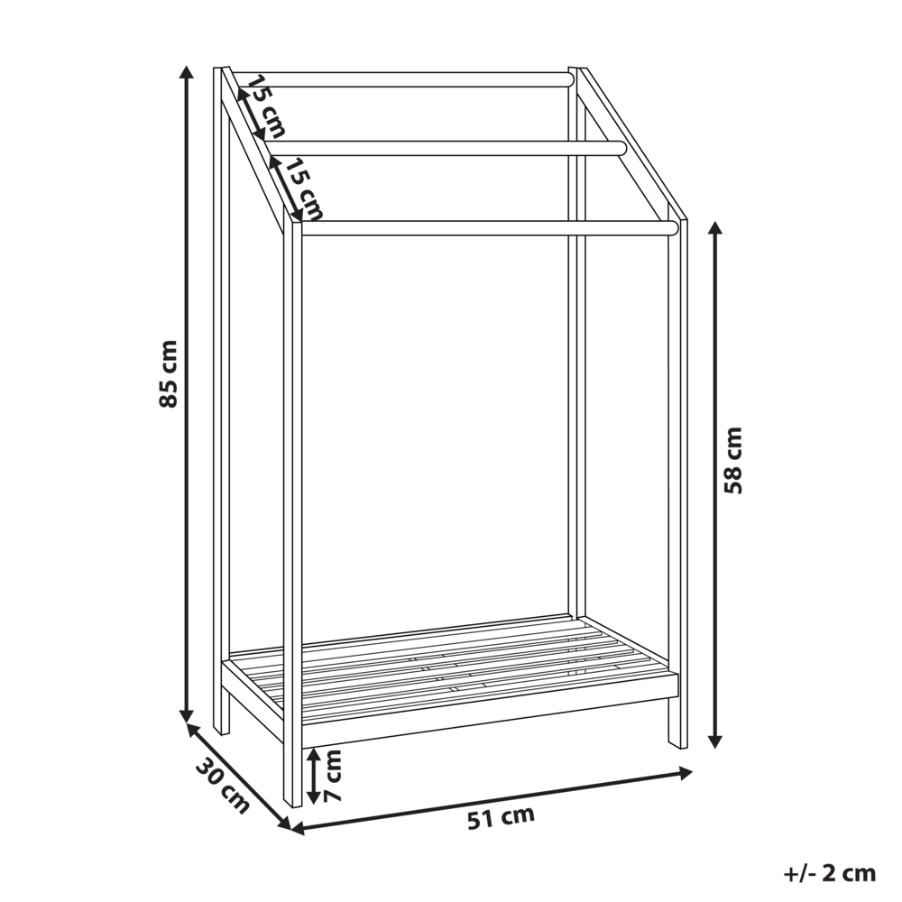 Porta asciugamani con ripiano in legno di bambù marrone chiaro per asciugamani o vestiti