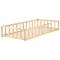 Letto singolo per bambini in legno chiaro cameretta con telaio a doghe